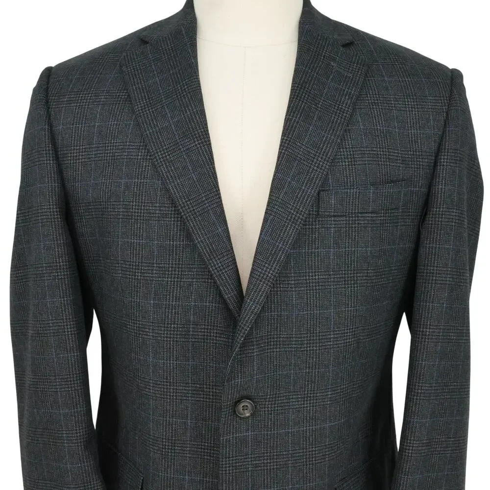 Lauren Ralph Lauren Sport Coat Mens 42L Dark Gray Glen Plaid Jacket Career